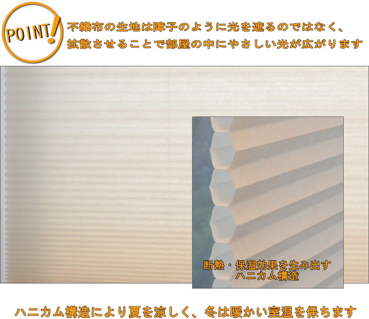 コードフリー ハニカムシェード(ハニカムスクリーン)